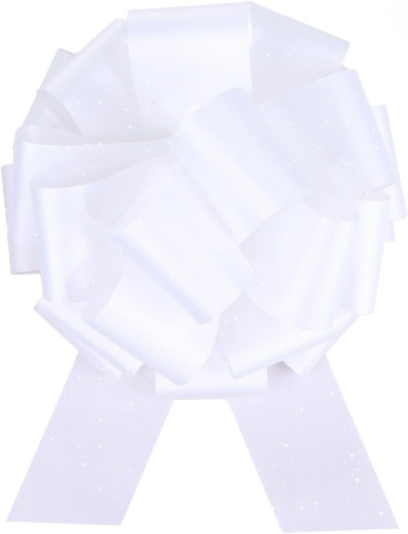 HCHENBOW 12" Large White Gift Bow,2pcs Big Bows for Gift Wrapping, Christmas Party Birthday Gift Wedding Ribbon Bows for Bikes, Boxes or Flower Decorations, Valentine's Day Gift Decorations (White) - Image 1